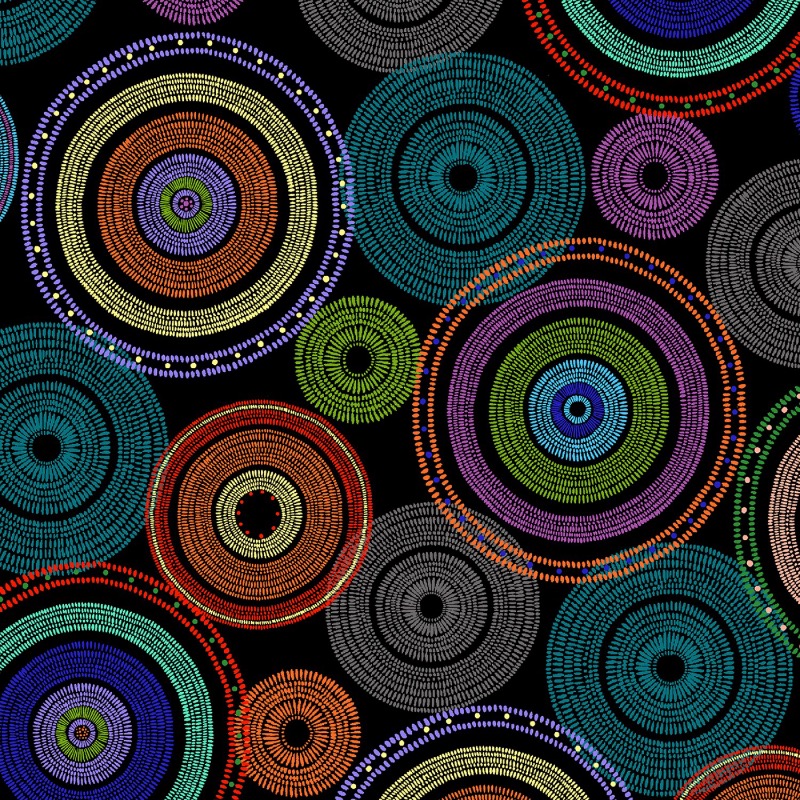 Windham 108'' Multi Black Circles Fabric