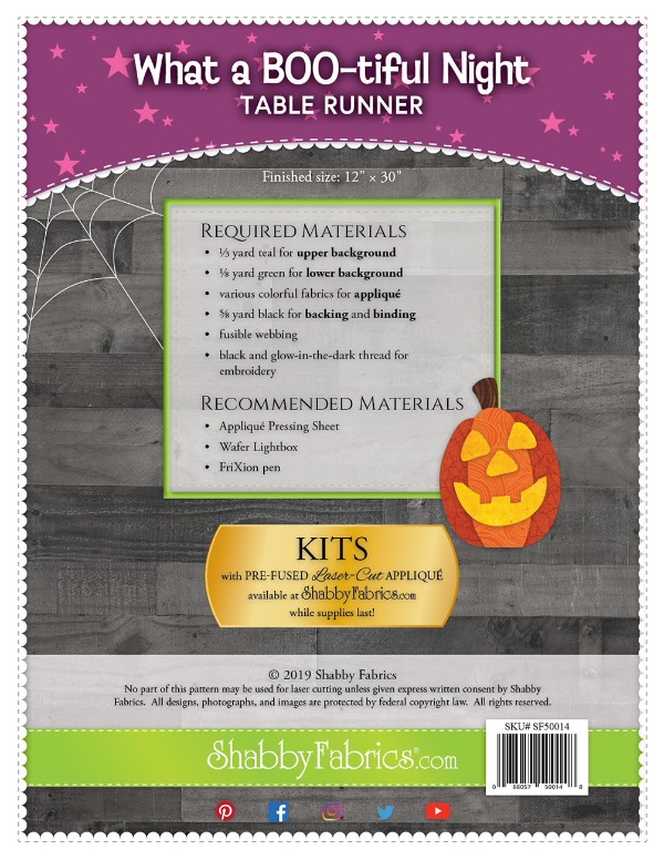 What a BOO-tiful Night Table Runner Pattern