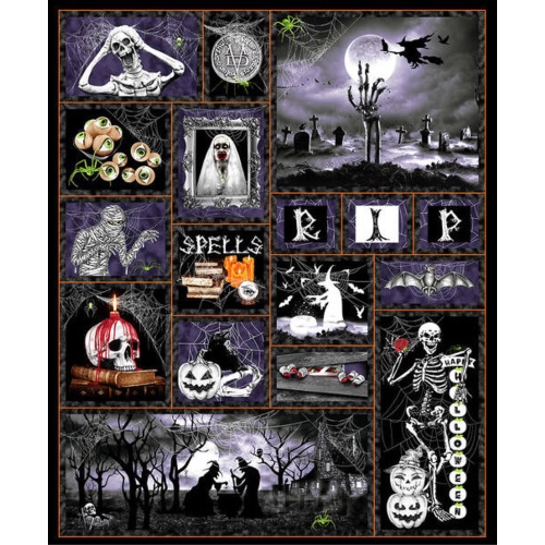 Hocus Pocus Halloween Panel Glow In The Dark Fabric