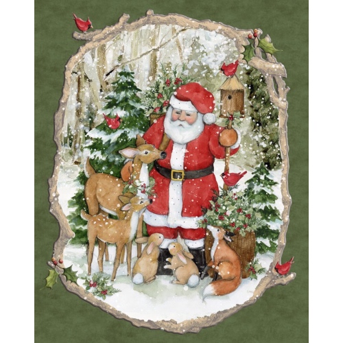 Santa Woodland Christmas Panel