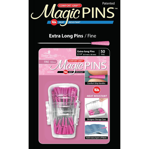 Set De 50 Broches Patchwork Magic - Ultrafines 0,5x36mm Avec Poignées Ultra-Grip - Résistantes à La Chaleur