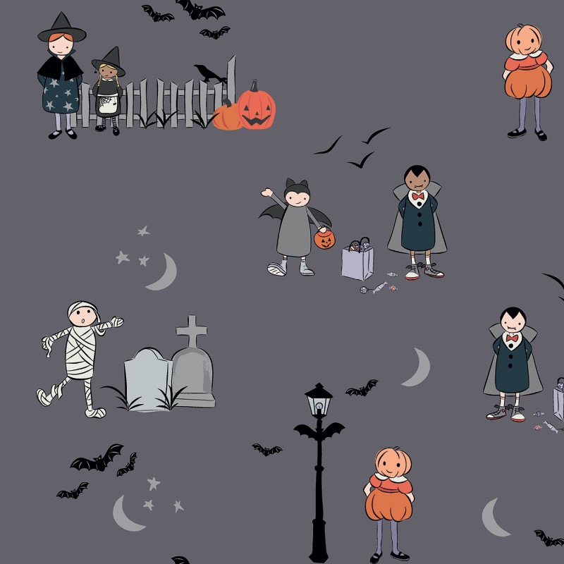 Spooky Hollow Main Charcoal Fabric