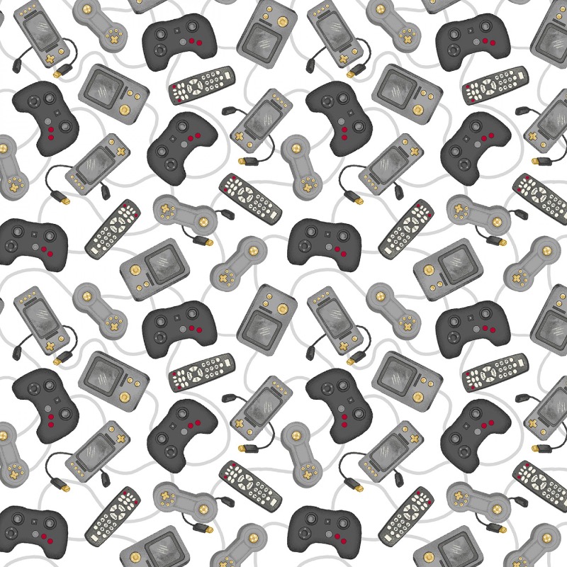 White Game Console Controllers Fabric