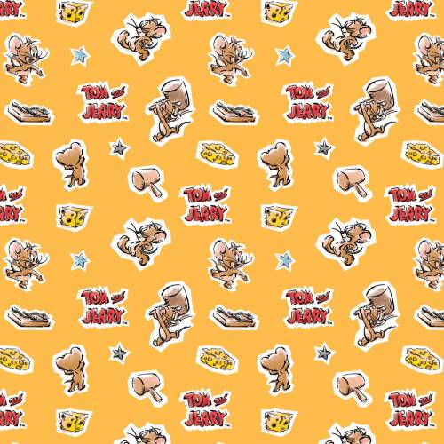 Orange Jerry - Tom and Jerry Foes Forever Fabric