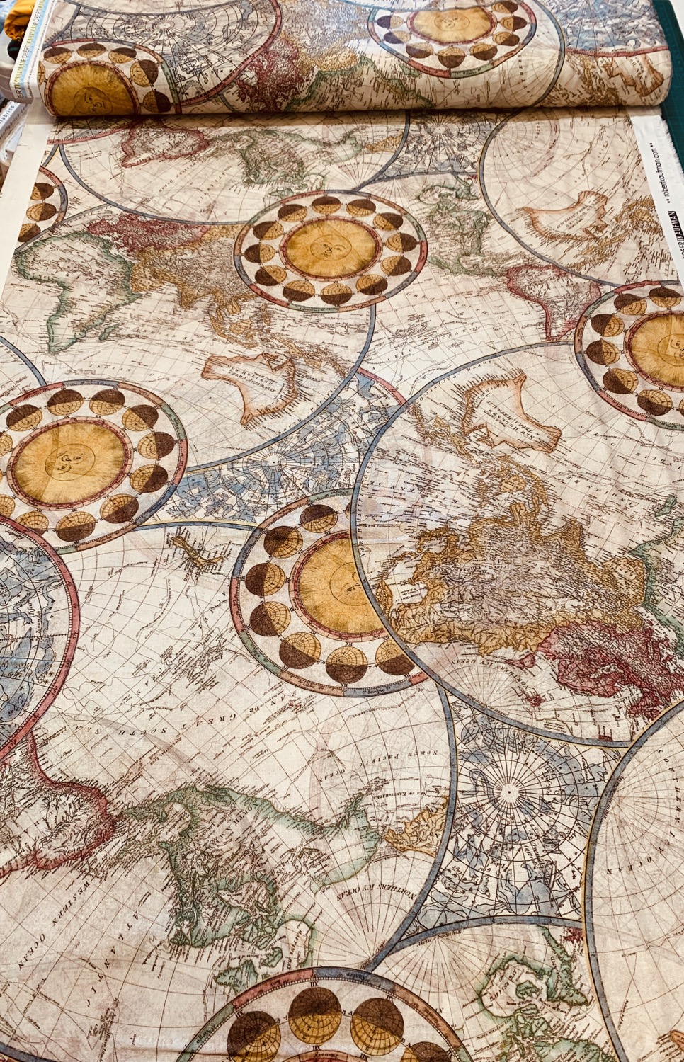 Library of Rarities Antique Map Fabric