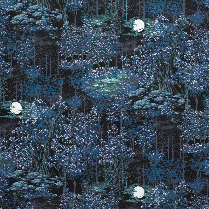 In the Moonlight Scenic Evening Fabric With Metallic