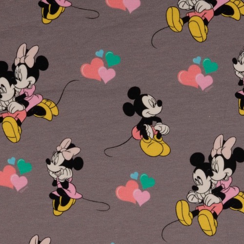 Jersey - Disney Mickey and Minnie Mouse Fabric - Grey