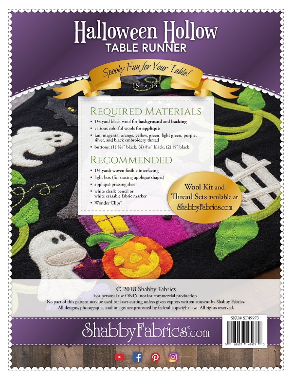 Halloween Hollow Table Runner Pattern