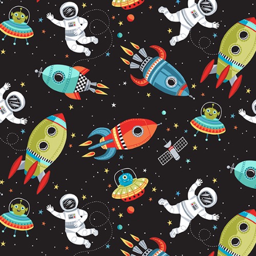 Black Outer Space Fabric