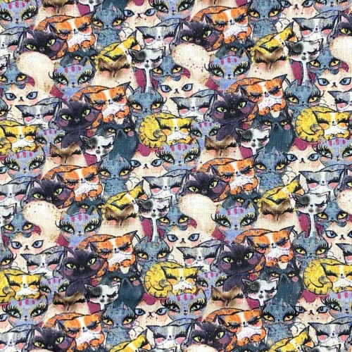 Cat Crowd Fabric