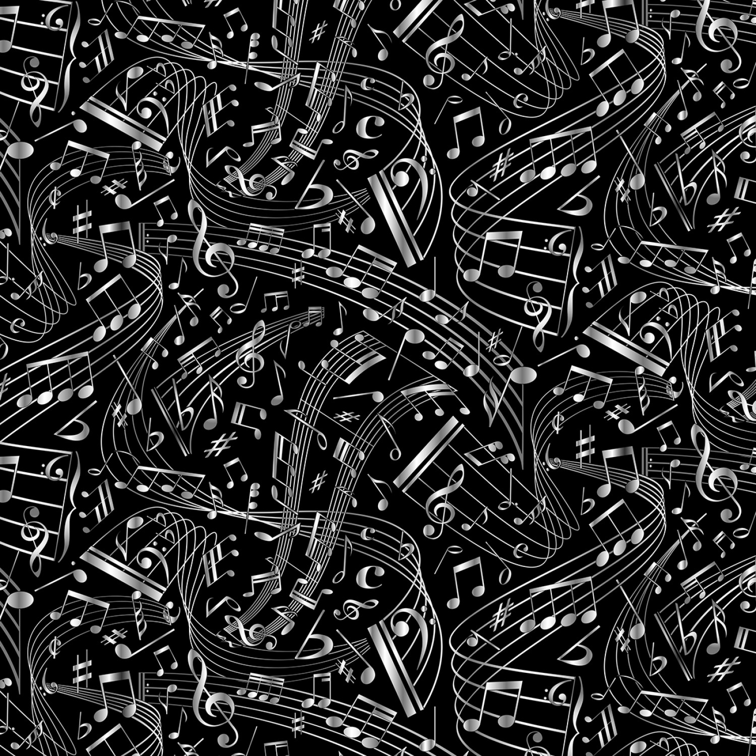 Black Musical Notes Fabric
