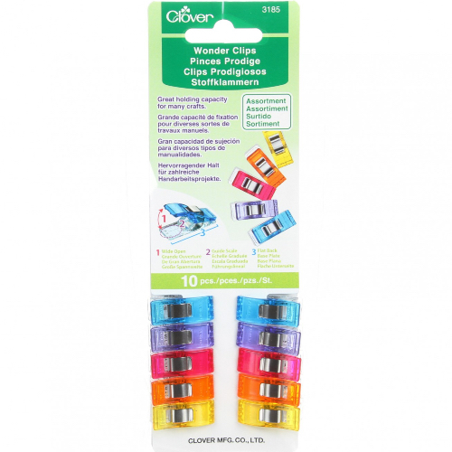 Clover Wonder Clips 10pcs Multi Coloured