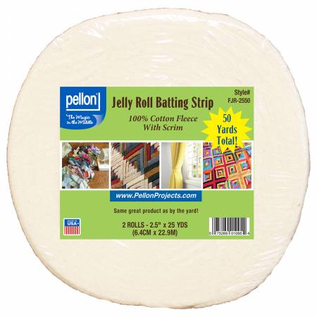 Pellon Cotton with Scrim Jelly Roll Batting 2.5'' x 50 yds