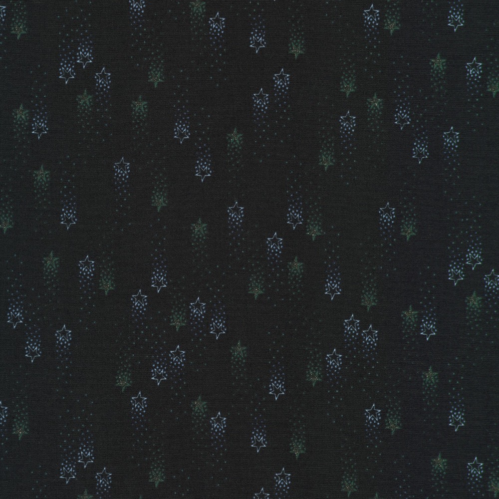 Moonlight Midnight Stars Fabric w/Glitter Metallic