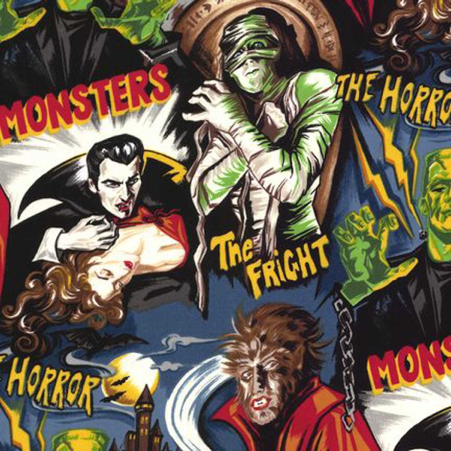 Midnight Monsters Halloween Fabric