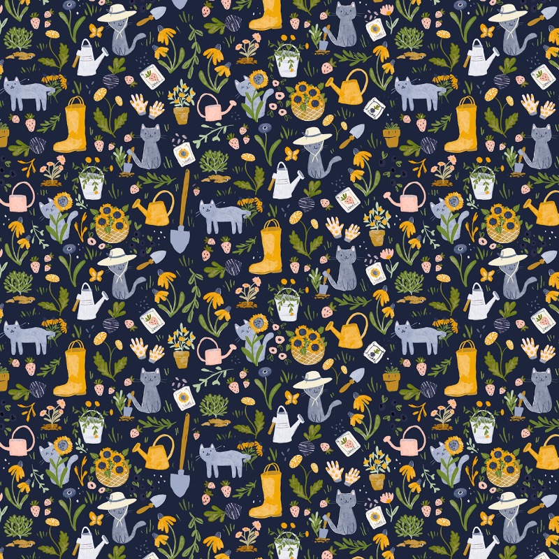 Gardening Cats Fabric