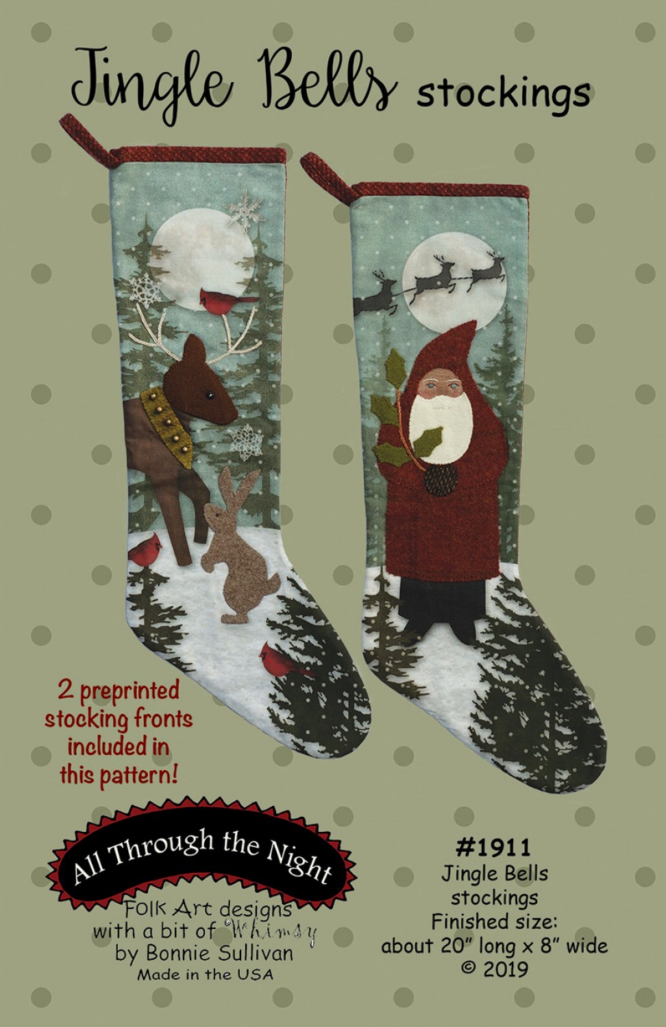 Jingle Bells Stockings Pattern with Preprinted Panel