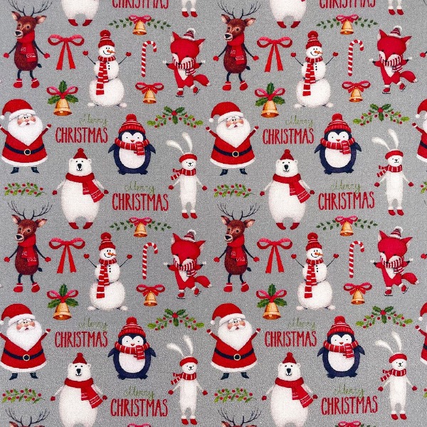Merry Christmas Silver Fabric