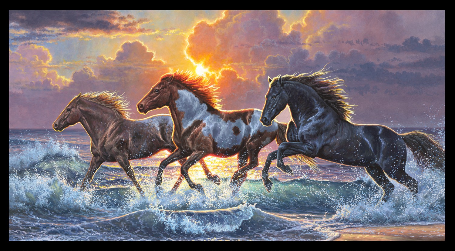 Black Against The Wind Horse Panel 24in