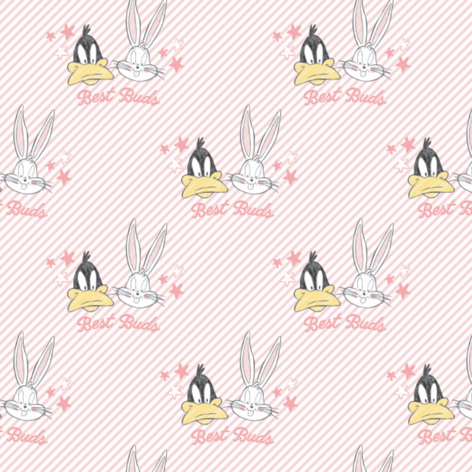 Looney Tunes Bugs and Daffy Best Buds Fabric - Pink
