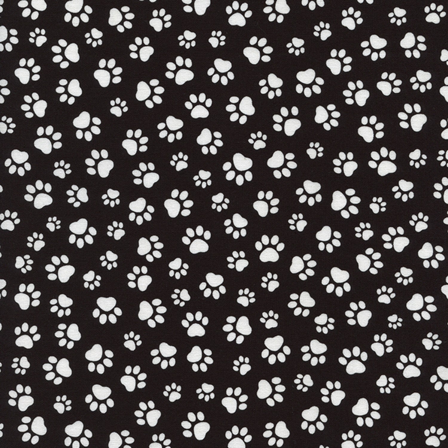 Black and White Paws Fabric