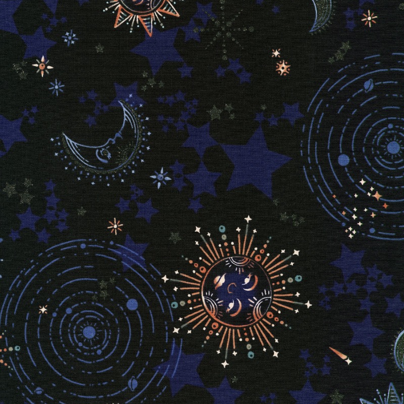 Moonlight Astral Moon Fabric w/Glitter Metallic