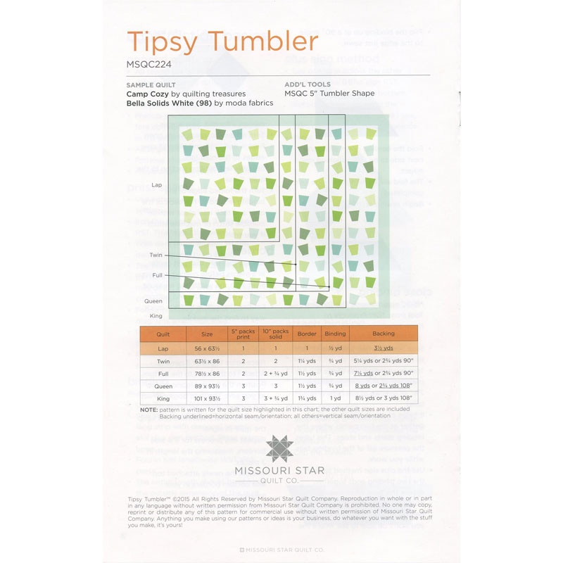 Missouri Star Tipsy Tumbler Quilt Pattern