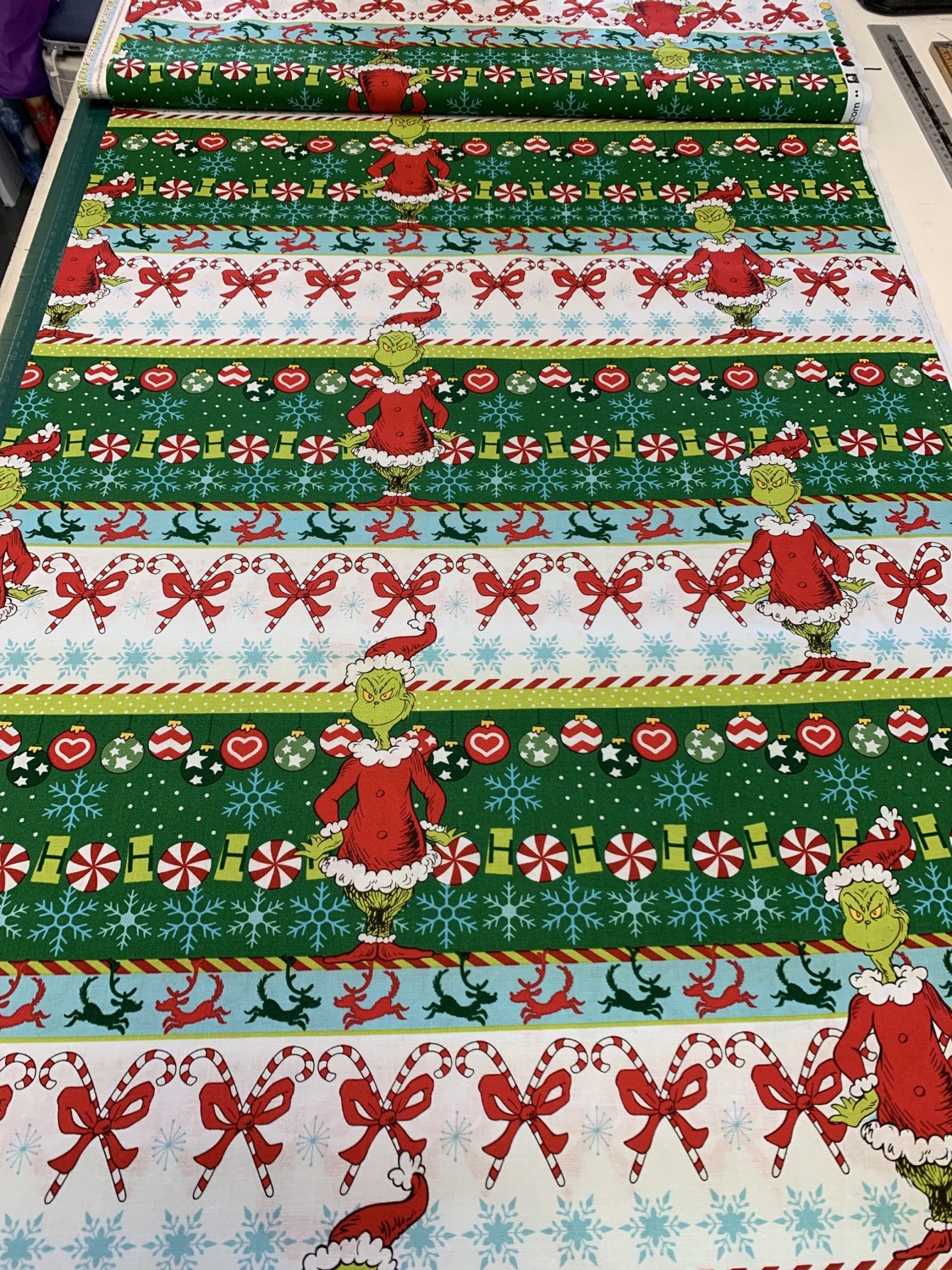 Dr. Seuss How the Grinch Stole Christmas Green Fabric