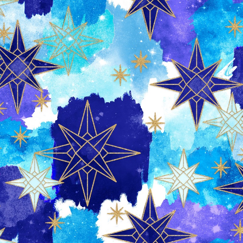 Magical Galaxy Stars Fabric with Metallic