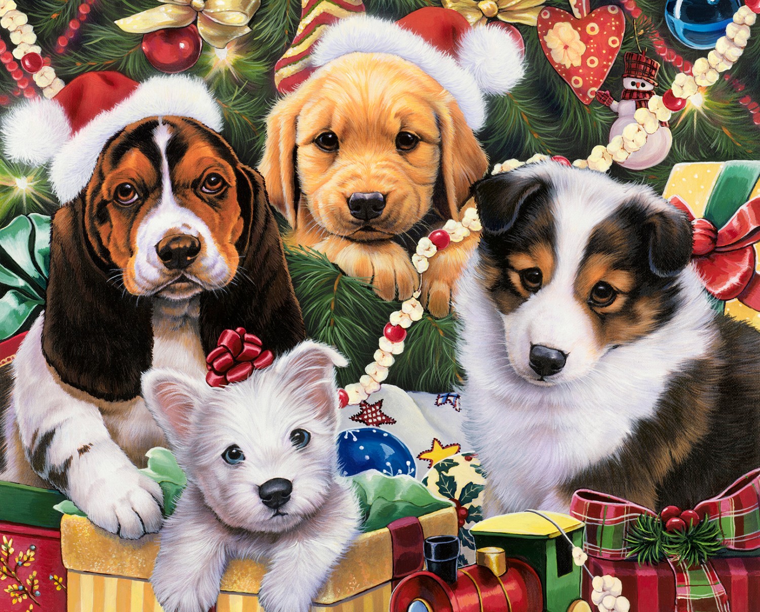 Puppy Surprise Christmas Panel