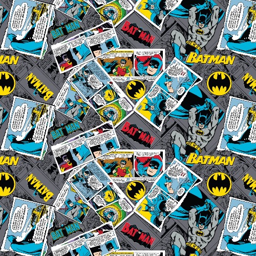 Grey DC Batman Collage Fabric