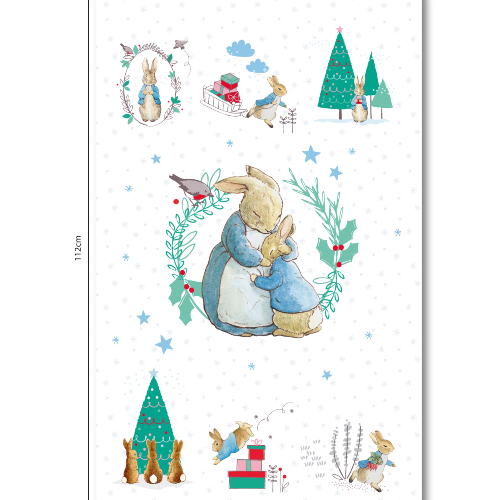 Peter Rabbit Christmas Fabric Panel