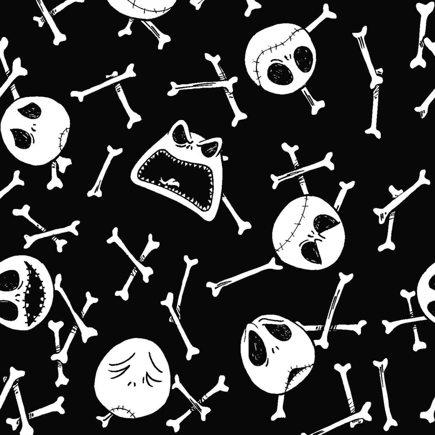 Nightmare Before Christmas Jack Bone Toss Fabric