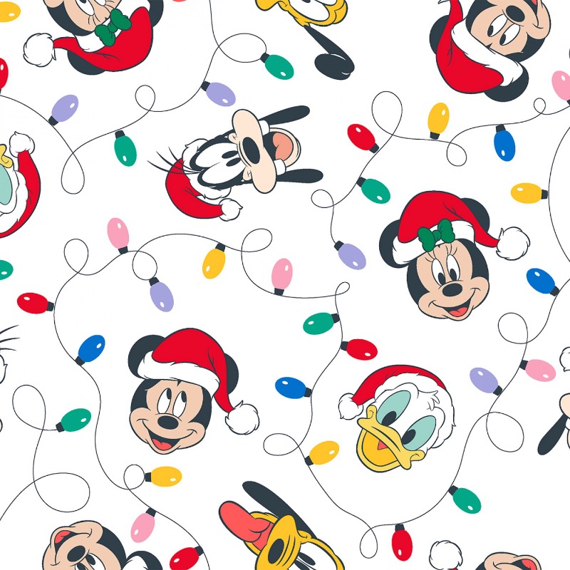 Disney Mickey Mouse and Friends Christmas Lights Fabric