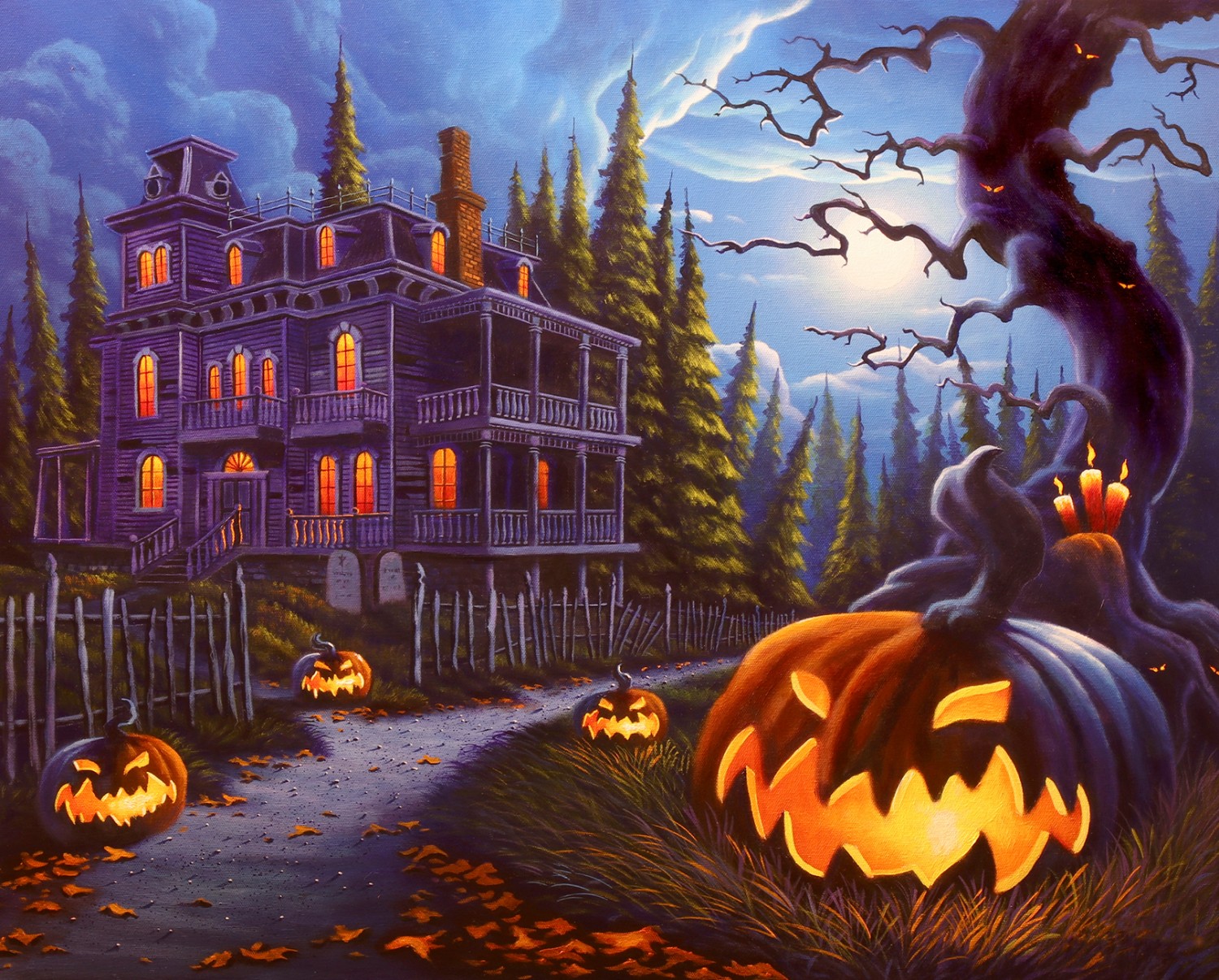 Jack-O-Lantern Lane Halloween Panel