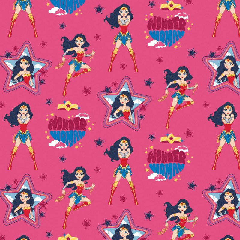 Wonder Woman Take a Stand Fabric - Magenta