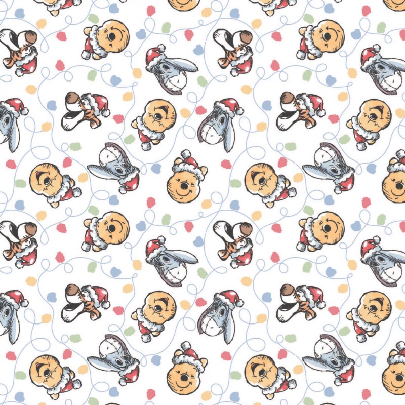 Winnie The Pooh Festive Lights Christmas Fabric