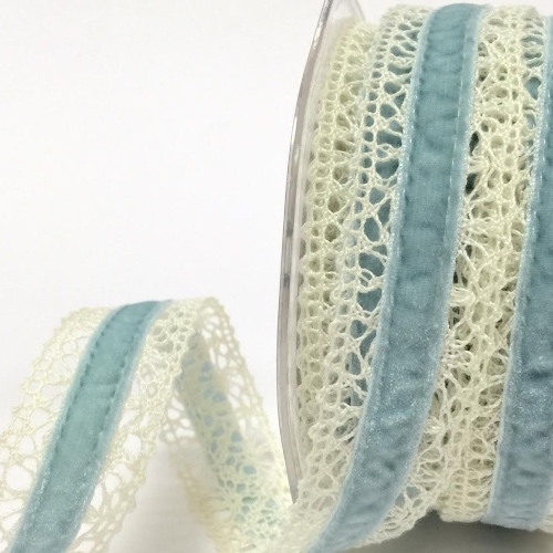 Velvet / Lace Ribbon Blue