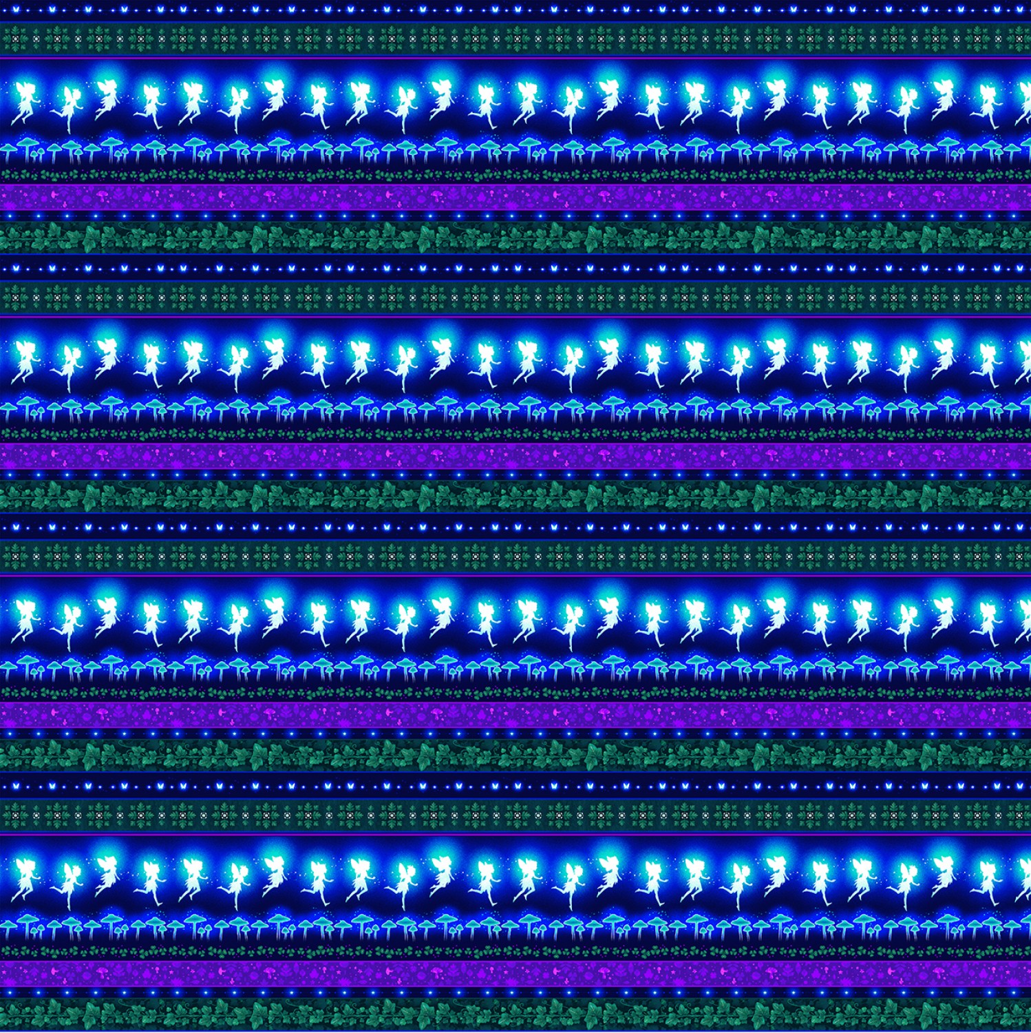 Multi Novelty Stripe Fairies Glows In The Dark Fabric