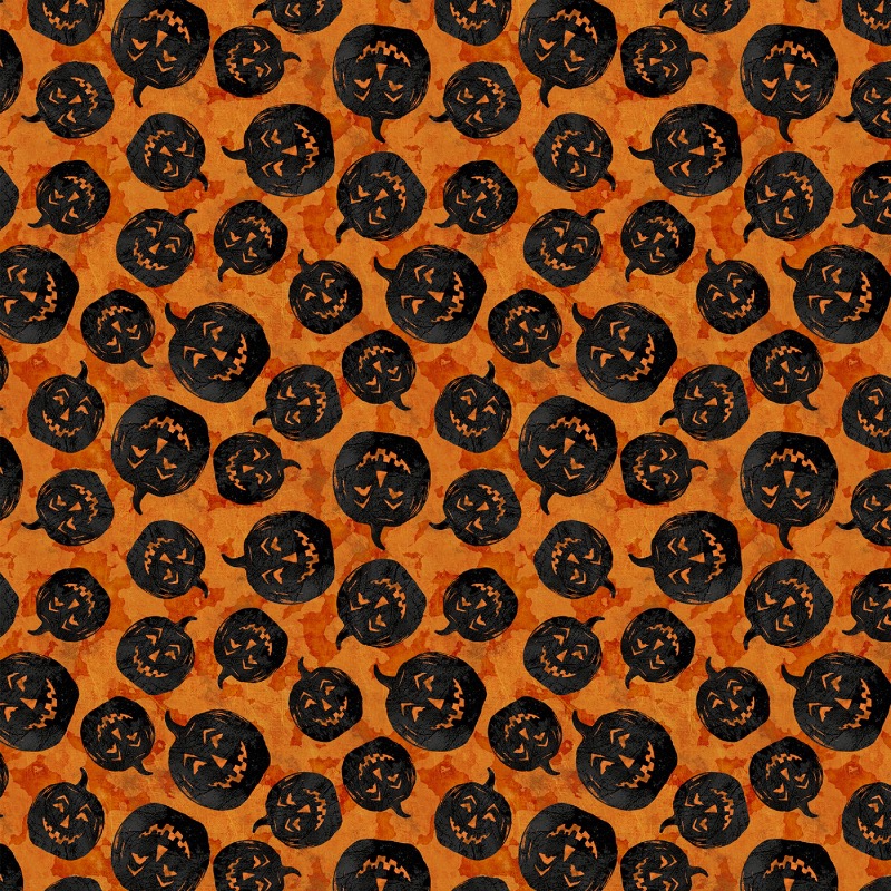 Frightful Night Orange Halloween Pumpkin Toss Fabric