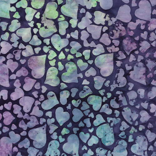 Island Batik Love and Kisses - Tossed Hearts Eggplant