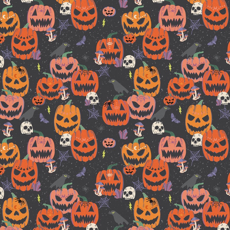 Mystical Halloween Scary Pumpkins Fabric