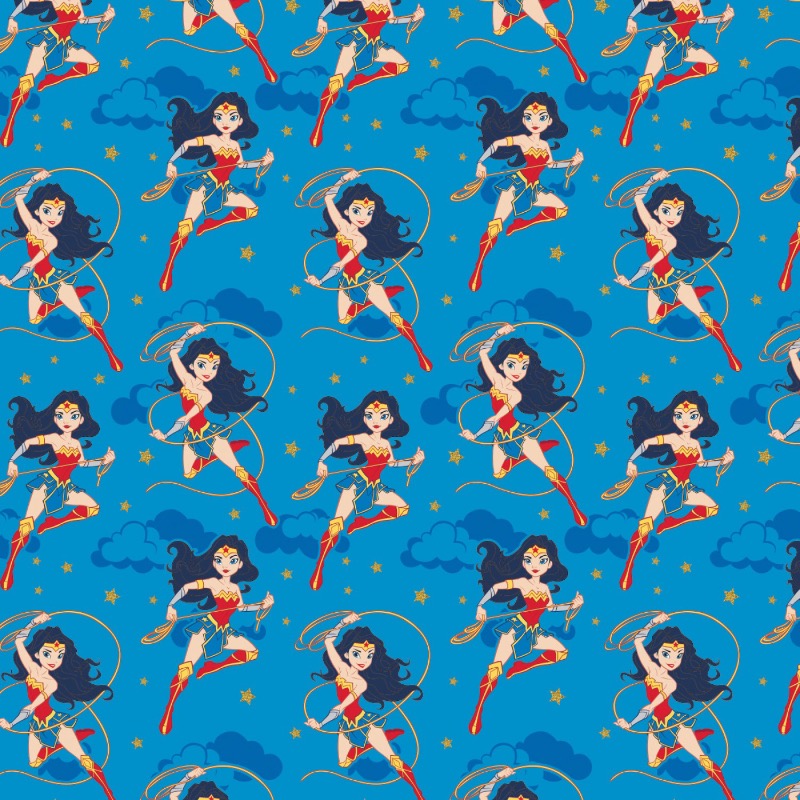 Wonder Woman Fabric - Blue