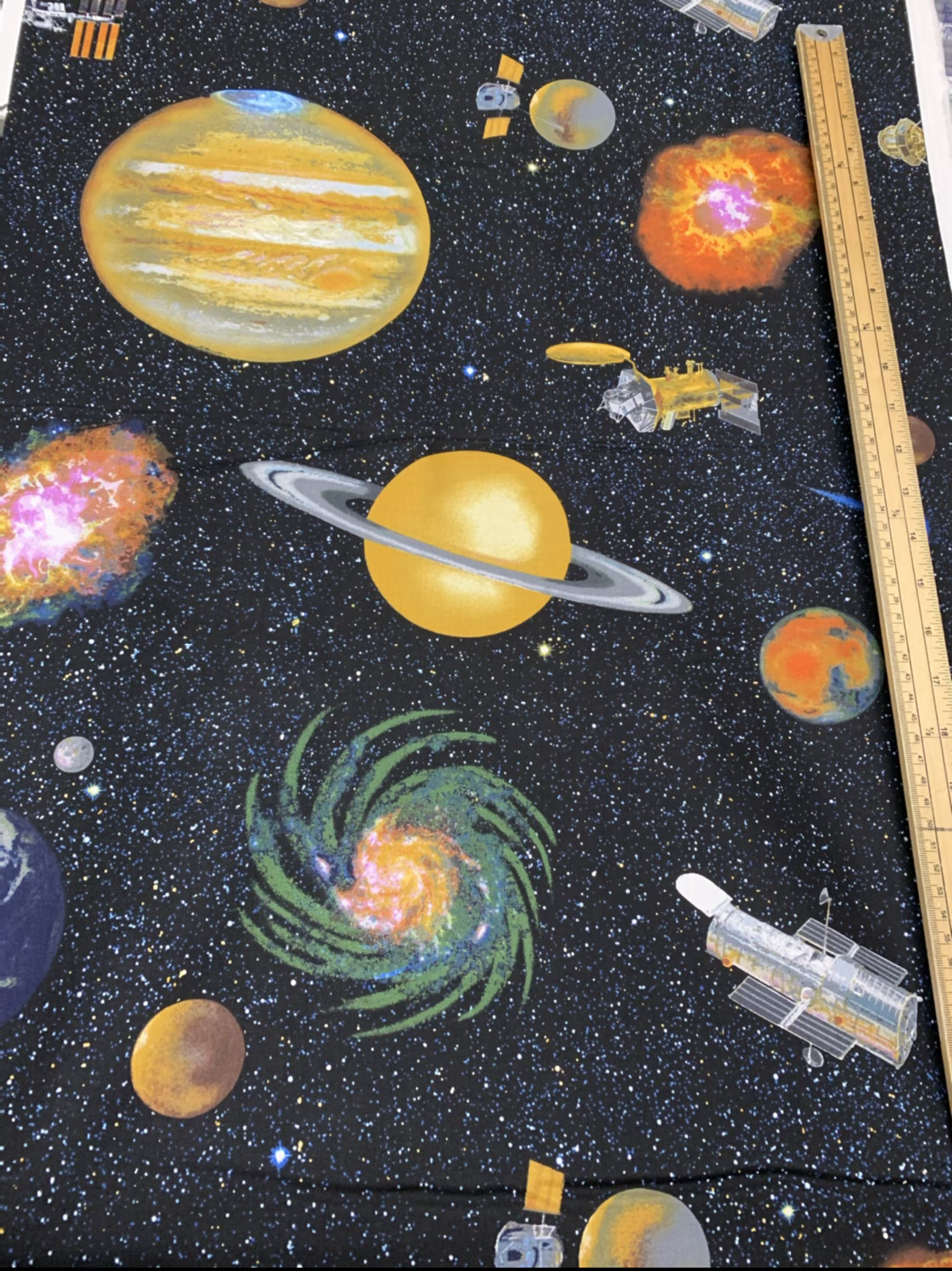 Planetary Missions Outer Space Fabric Large Print