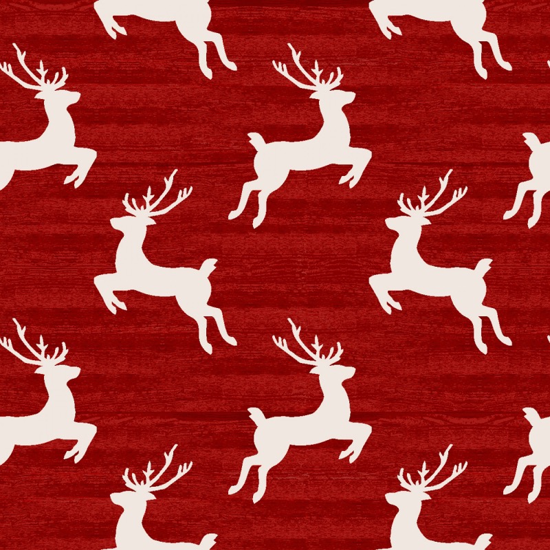 Home for The Holidays Red Reindeer Fabric