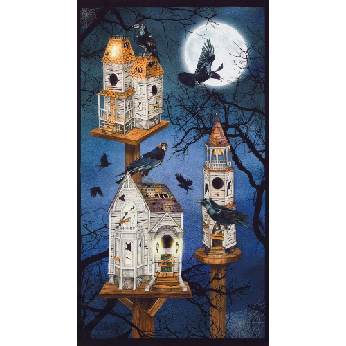 Spooky Raven Moon House Halloween Panel