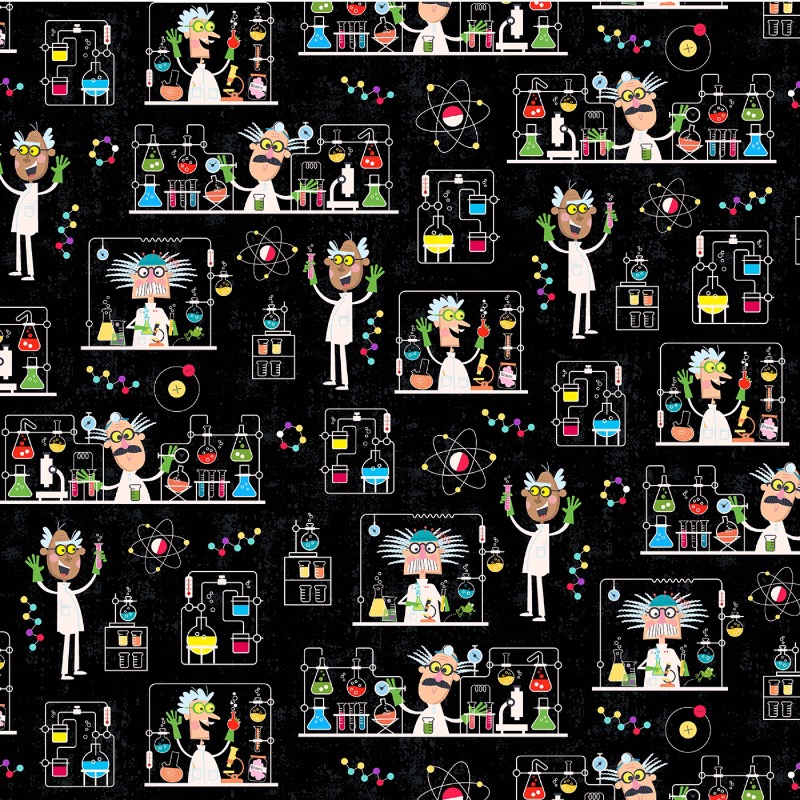 Black Mad Scientist Fabric