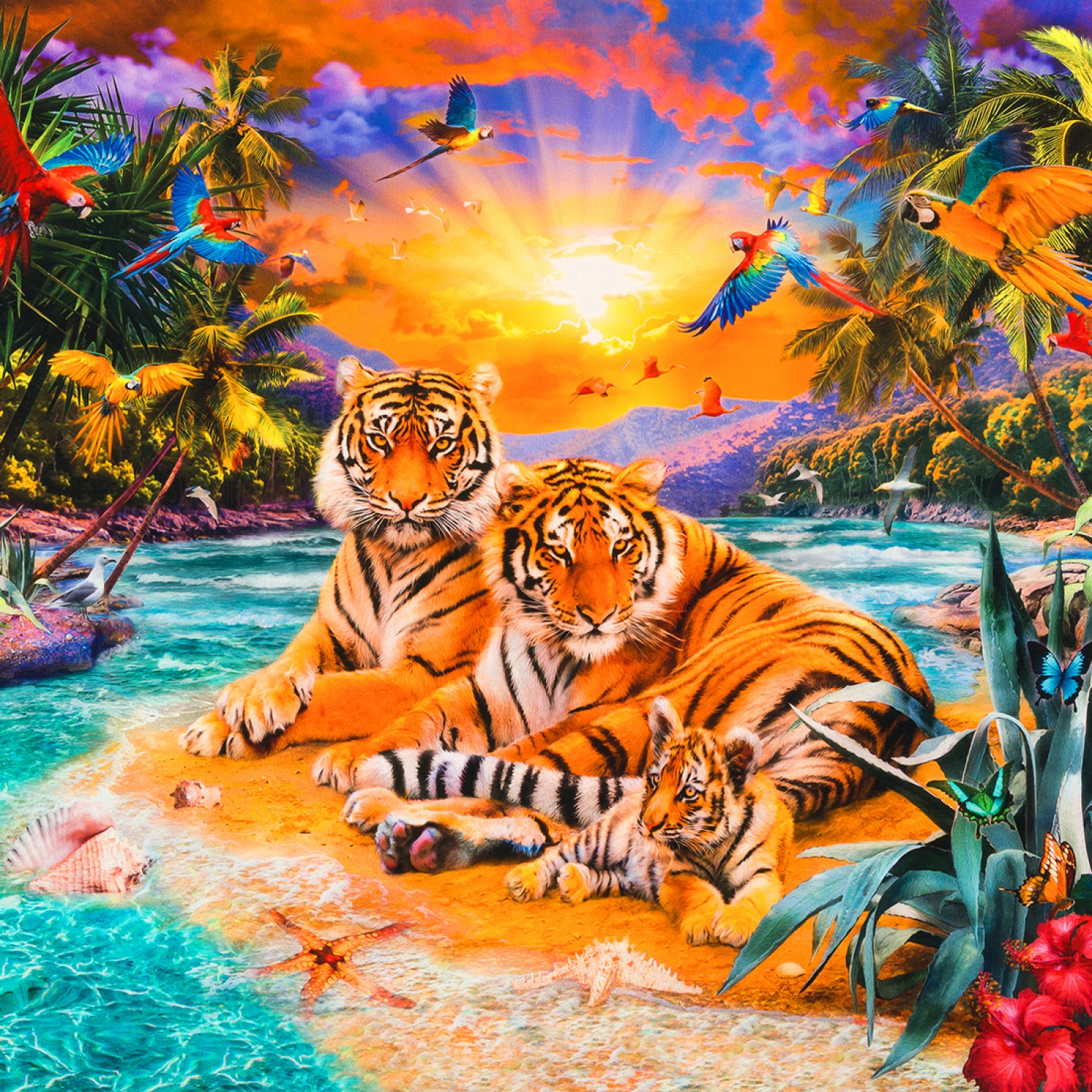 Wild Tigers Digitally Printed Panel 36in