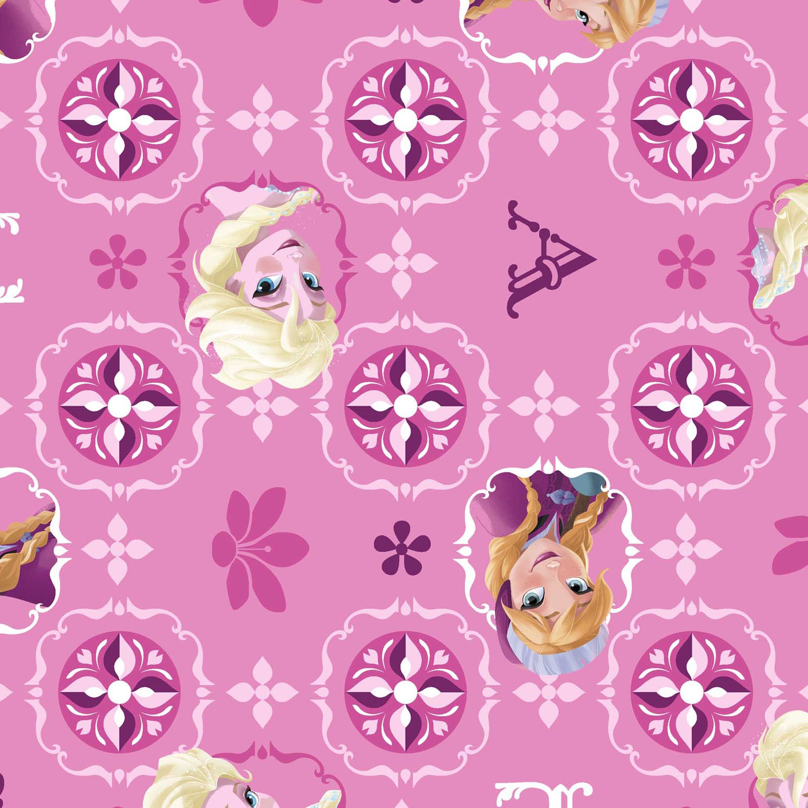 Disney Frozen Pink Sisters Fabric With Glitter