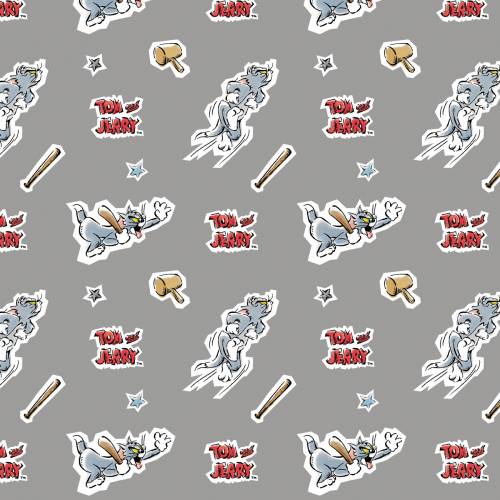 Grey Tom - Tom and Jerry Foes Forever Fabric